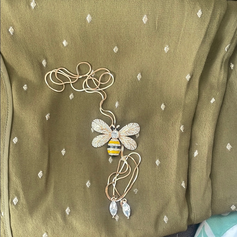Bee Pendant Necklace with Crystals